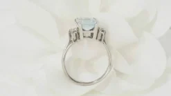 Bague vintage Aigue marine Diamants