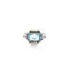 Bague vintage aigue-marine et diamants