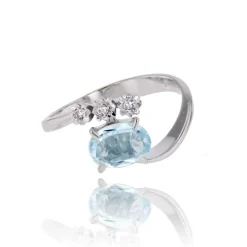 Bague vintage aigue-marine et diamants