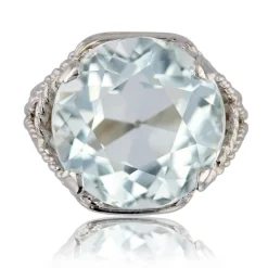 Bague vintage aigue-marine or blanc