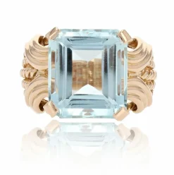 Bague vintage aigue-marine et or