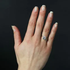 Bague vintage aigue-marine et diamants