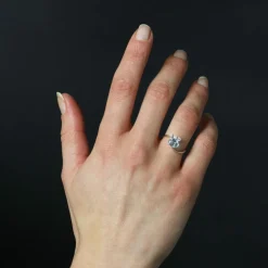 Bague vintage aigue-marine et diamants