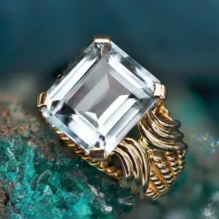 Bague vintage aigue-marine et or