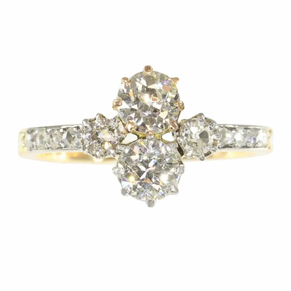 Bague Vintage Art Déco : platine, or jaune et diamants