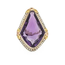 Bague vintage art déco améthyste perle filigrane or blanc