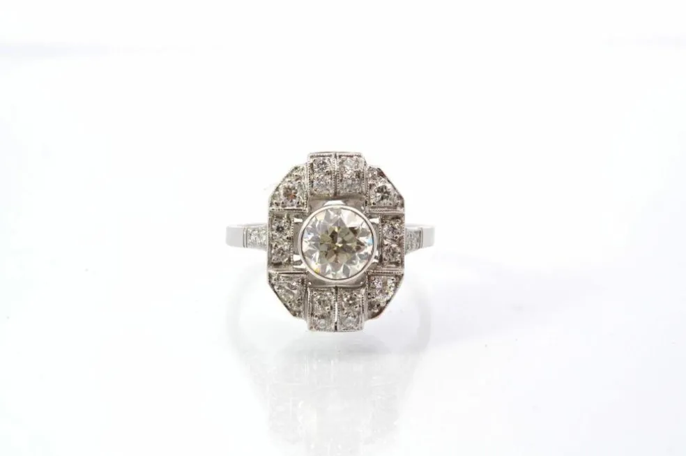 Bague vintage art déco diamants