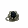 Bague vintage avec saphir bleu et diamants