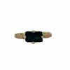 Bague vintage avec tourmaline noire naturelle, émeraude facettée