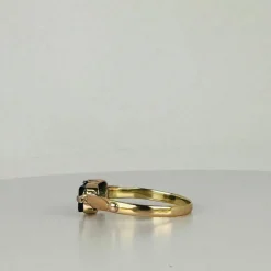 Bague vintage avec tourmaline noire naturelle, émeraude facettée
