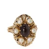 Bague vintage cabochon de Grenat et perles