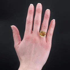Bague vintage citrine et or