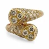 Bague vintage coeur toi et moi or jaune et diamants