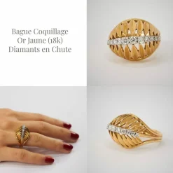 Bague Vintage Coquille, Diamants