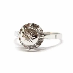 Bague vintage diamant or blanc