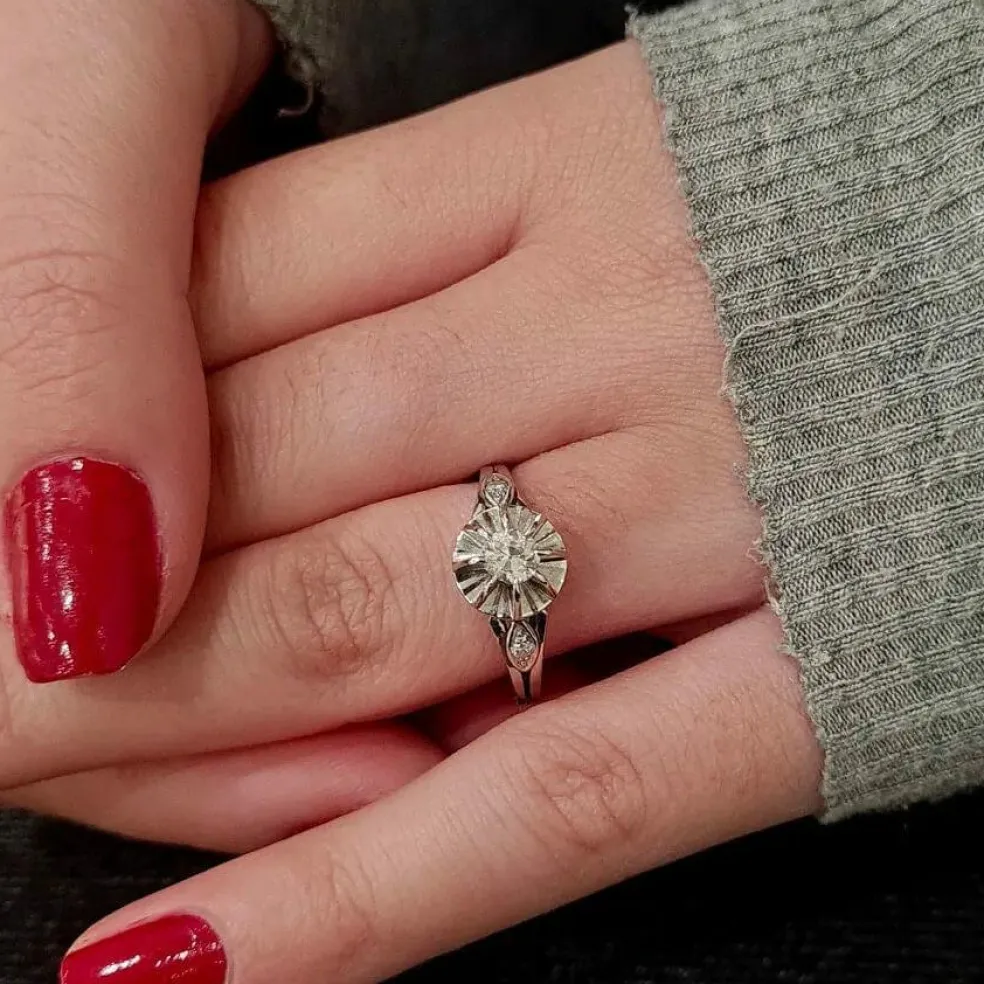 Bague vintage diamants or blanc