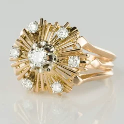 Bague vintage diamants rayonnante
