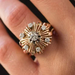 Bague vintage diamants rayonnante