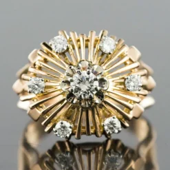 Bague vintage diamants rayonnante