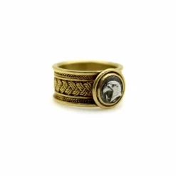 Bague vintage en fil de fer doré 22 carats avec pièce d'aigle en argent antique