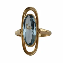 Bague vintage en or 14 carats avec spinelle synthétique