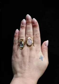 Bague vintage en or 14 carats avec spinelle synthétique