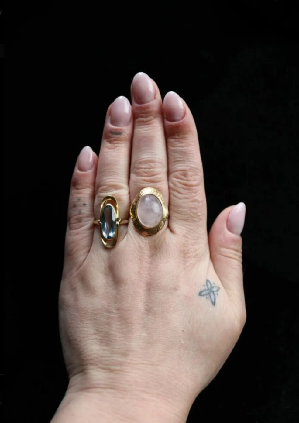 Bague vintage en or 14 carats avec spinelle synthétique
