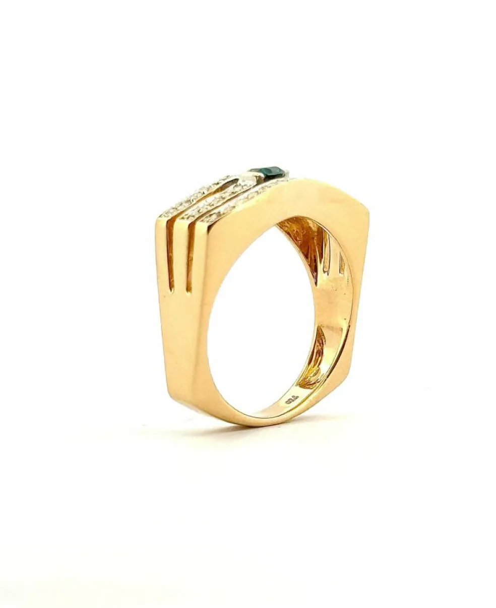 Bague vintage en or 18 carats diamants 8/8 et saphir