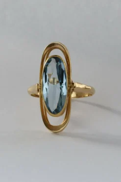 Bague vintage en or 14 carats avec spinelle synthétique