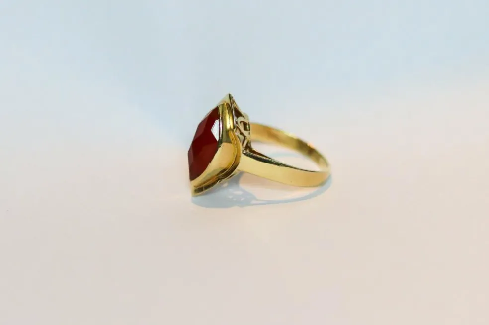Bague vintage en or 14 carats avec cornaline