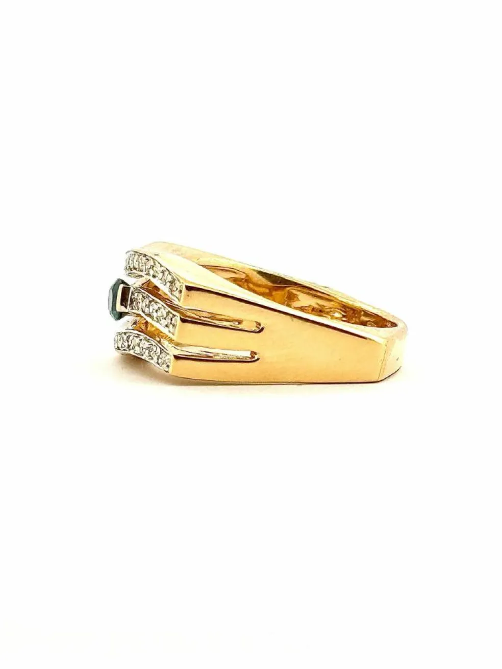Bague vintage en or 18 carats diamants 8/8 et saphir