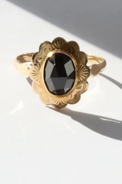 Bague vintage en or 14 carats avec grenat