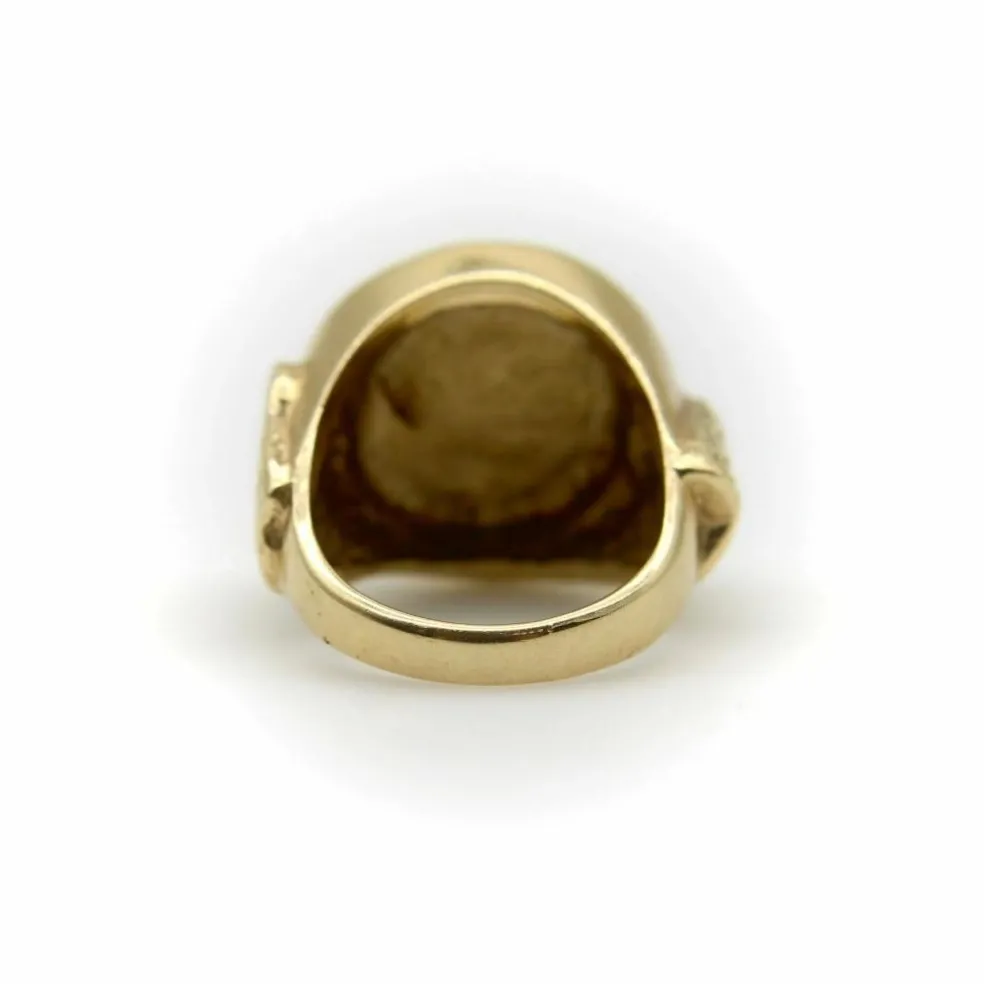 Bague vintage en or 14 carats avec portrait d'Amérindien Buffalo Nickel