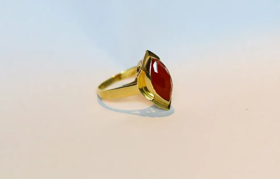 Bague vintage en or 14 carats avec cornaline