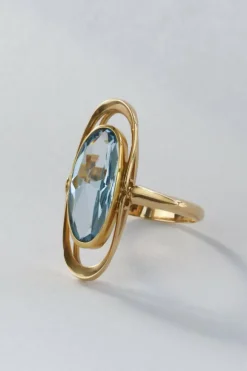 Bague vintage en or 14 carats avec spinelle synthétique