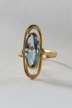 Bague vintage en or 14 carats avec spinelle synthétique