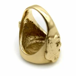 Bague vintage en or 14 carats avec portrait d'Amérindien Buffalo Nickel
