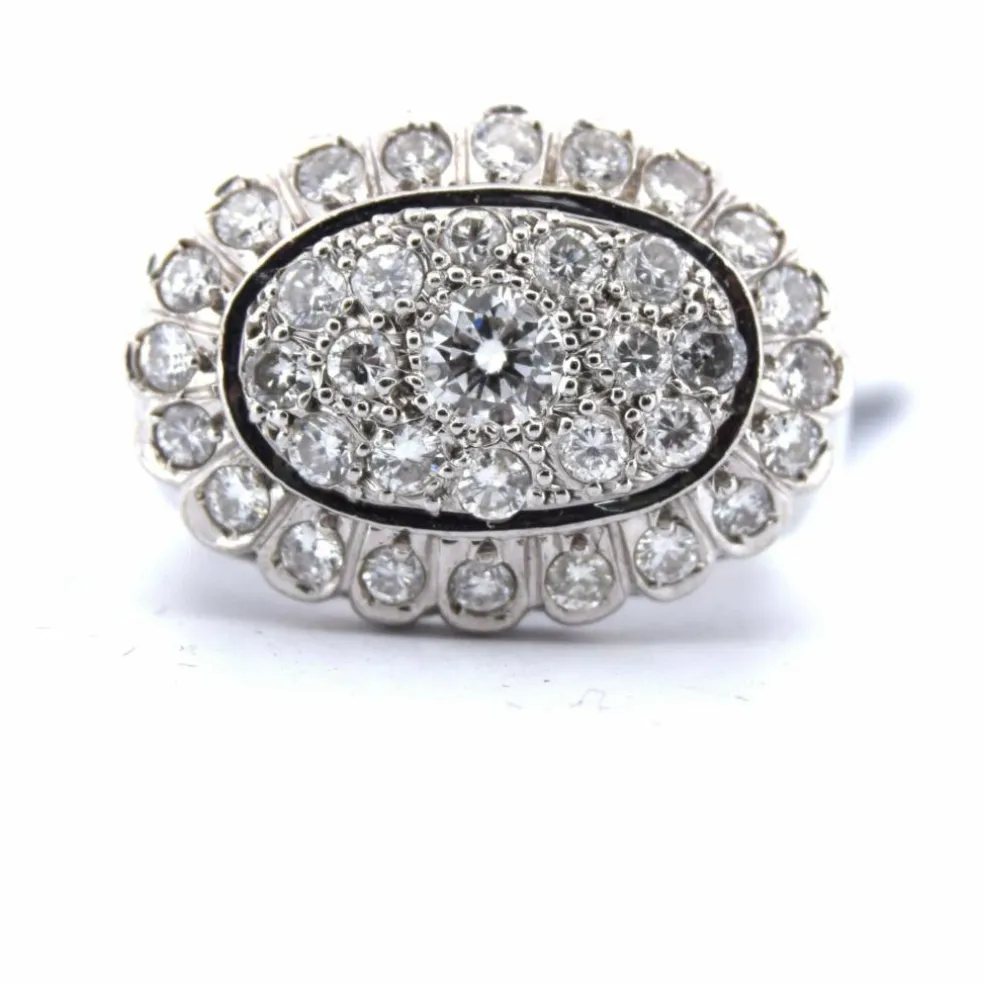 Bague vintage en or blanc et diamants