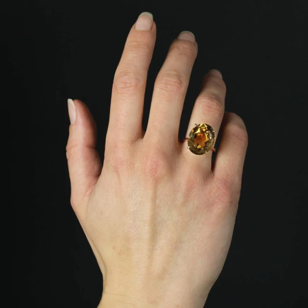 Bague vintage en or et citrine