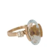 Bague vintage en or jaune, aigue marine et diamants