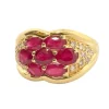 Bague vintage en or jaune , rubis et diamants