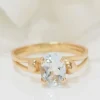 Bague vintage en Or jaune et aigue marine