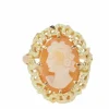 Bague vintage en or jaune et camée