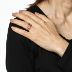 Bague vintage en or jaune avec diamants et rubis 1 carat