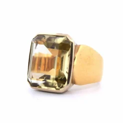 Bague vintage en or jaune et béryl des années 70