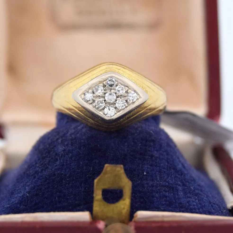 Bague vintage en or jaune et diamants des années 60