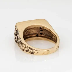Bague vintage en or jaune 14 carats avec diamants, croissant de lune, étoile et saphir