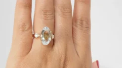 Bague vintage en or jaune, aigue marine et diamants