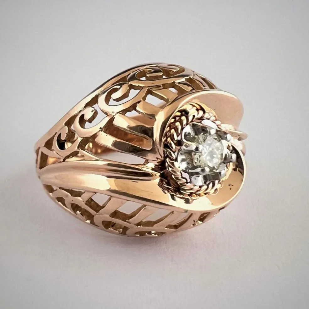 Bague Vintage en Or Jaune, Diamant