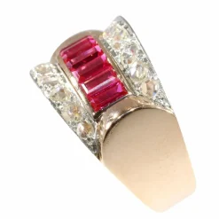 Bague vintage en or, rubis et diamants années 1950